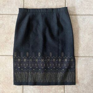 Black Wool A-Line Skirt